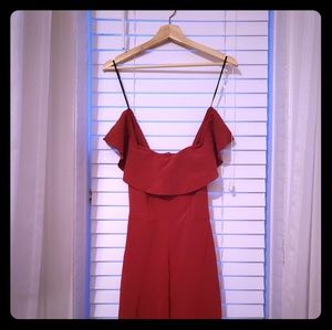 Off The Shoulder Red Jumpsuit